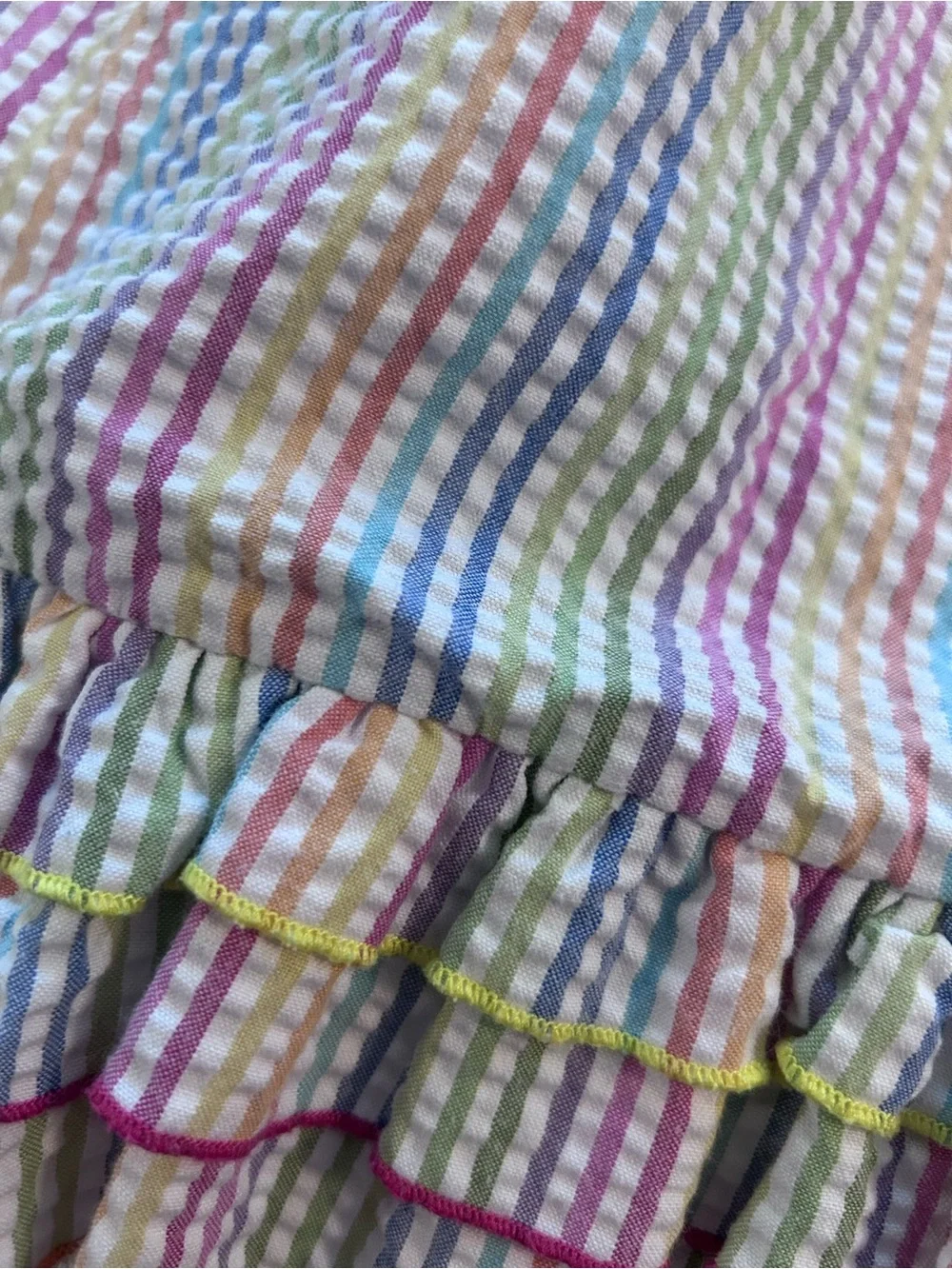 Goodlad Girls Multicolor Striped Pineapple Seersucker Smocked Sundress. Size 5